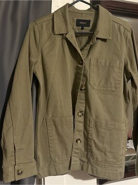Quince Olive Utility Jacket with Black Label